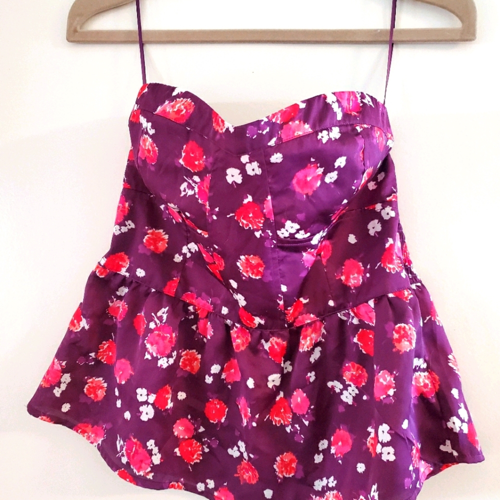 AEO Strapless peplum floral tank, Size M